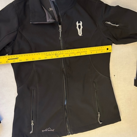 Eddie Bauer black soft shell & inner fleece mens horse jacket Sz-S.  W10 - Picture 9 of 10